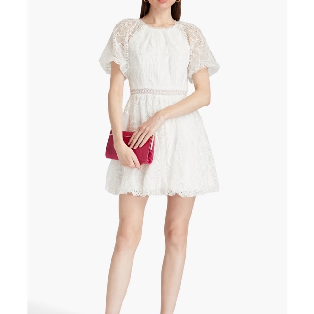 Monique Lhuillier White Raglan Sleeve Sundress